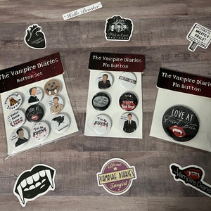 Pin buttons| The Vampire Diaries| The Originals| buttons sets| TV Show inspired merch| custom pin buttons 1.25”, 2.25”