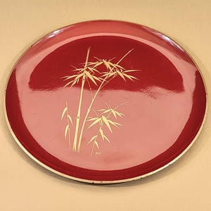 Vintage 1980s Douwe Egberts Serving-Tray In Red-Brown With Matt-Black Back Golden Palm Motif Very Good Condition