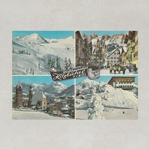 Carte postale des années 1970 « Winterparadies Kitzbühel Tirol » - Fleckalmen & Hahnenkamm Bergstation - Non écrite - Österreich Autriche État neuf