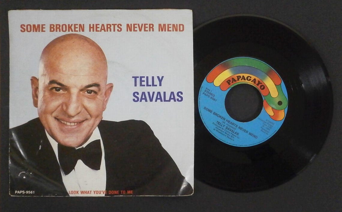 Telly Savalas - Some Broken Hearts Never Mend Vinyl 45rpm - 1980, foto 3 di 4