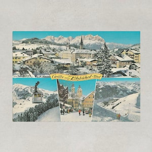 Carte postale des années 1970 « Grüße Aus Kitzbühel Tirol » - Wildem Kaiser & Schwebebahn Zum Kitzbüheler Horn - Non écrite - Österreich Austria Mint