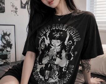 I KEEP SCREAMING Sad Anime Girl T-Shirt, E-Girl Goth Kawaiicore Tee, Occult Yami Kawaii Shirt