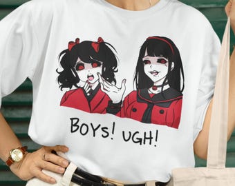 GESUGAO Anime Girl T-Shirt, Creepy Mean Waifu Fashion, Alt Kawaii Unisex Tee Shirt