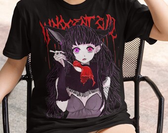 INNOCENT EVIL Girl T-Shirt, Kawaii Grunge Demon Girl, Jirai Kei Fashion, Dark Anime Fairy Unisex Tee Shirt