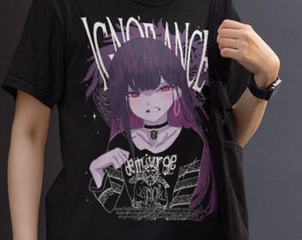 IGNORANCE Girl T-Shirt, Kawaii Metal Yami Kei, Yaldabaoth Demiurge, Lion Serpant Occult Waifu, Menhera Tops Unisex Tee Shirt