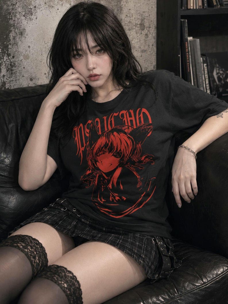 PSYCHO NEKO CATGIRL Yandere Anime T-Shirt, Nekomimi Nekomata Tee, Alt Kawaii Grunge Shirt image 1