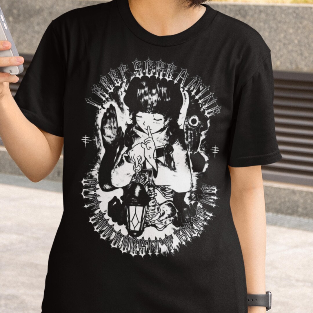 I KEEP SCREAMING T-shirt, E-girl Goth Kawaiicore, Occult Anime Sad Girl ...