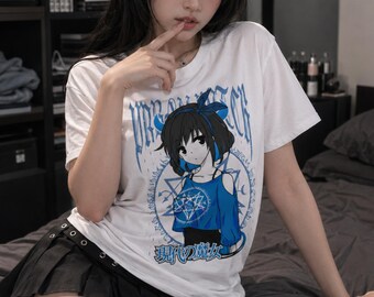 URBAN WITCH T-Shirt, E-Girl Goth Grunge Tee, Blue Anime Witch Girl, Harajuku Occult Shirt