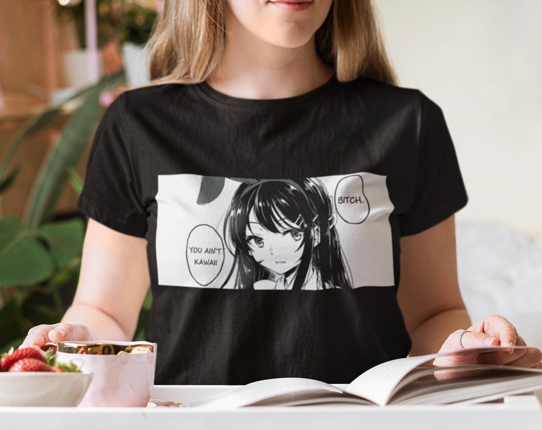  Ahegao Anime Girl With Tongue and Hands Out Weeb T-shirt :  Clothing, Shoes & Jewelry