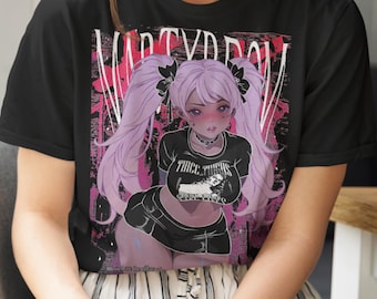 MARTYRDOM Girl T-Shirt, Pastel Kawaii Waifu, Anime E-Girl Fashion, Alt Grunge Unisex Tee Shirt