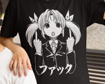 KUTABARE Girl T-Shirt, Gal Tops, Kawaii Middle Finger, Tokyo Punk, Gyaru Unisex Tee Shirt