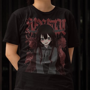 HERETIC DARK Shirt, Kawaiicore Goth Anime Shirt, Harajuku Apparel, Aesthetic Devil Girl, Gothic Manga, Altshirt, Alt Grunge Fashion Unisex