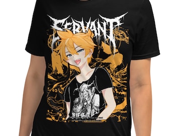 SERVANT Vocaloid Len Anime T-Shirt, Kawaii Death Metal, Jester Graphic, Dark Streetwear Tee