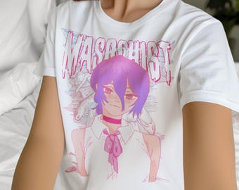 MASOCHIST VANILLA Anime Girl T-Shirt, Yume Kawaii Pastel Goth Tee, Fairy Kei Alt Shirt