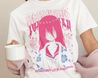 TORMENTED Girl Waifu T-Shirt, Pastel Goth Anime, Sleep Deprived, Soft Grunge Fashion Unisex Tee Shirt