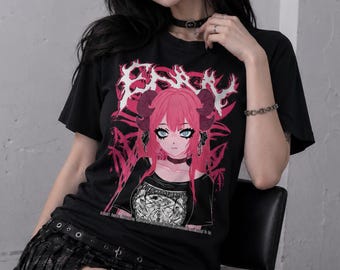 ENVY GIRL Jirai Kei Anime T-Shirt, Kawaii Goth Waifu Tee, Seven Sins Alt Metal Shirt