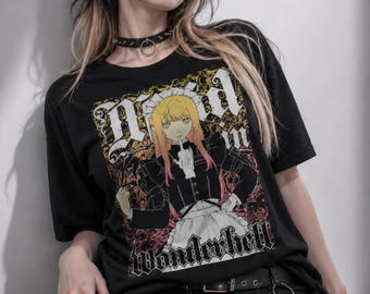 MAID IN WONDERHELL Anime Maid T-Shirt, Yami Kawaii Grunge Tee, Kawaii Metal Punk Shirt