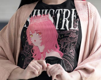 SINISTRE Girl T-Shirt, Menhera Tops, Pastel Goth Apparel, Kawaii Grunge Fashion, Alt Unisex Tee Shirt