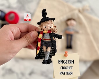 Hermione Amigurumi Crochet Pattern, Mini Wizard Doll PDF, Magic School Tutorial (PDF Download)