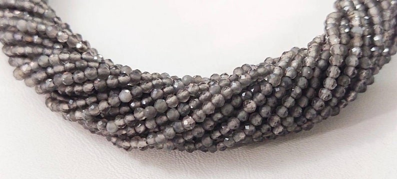 suitable to make necklace size 2 mm approx AAA Quality GREY MOONSTONE  rondelle faceted beads 12.5