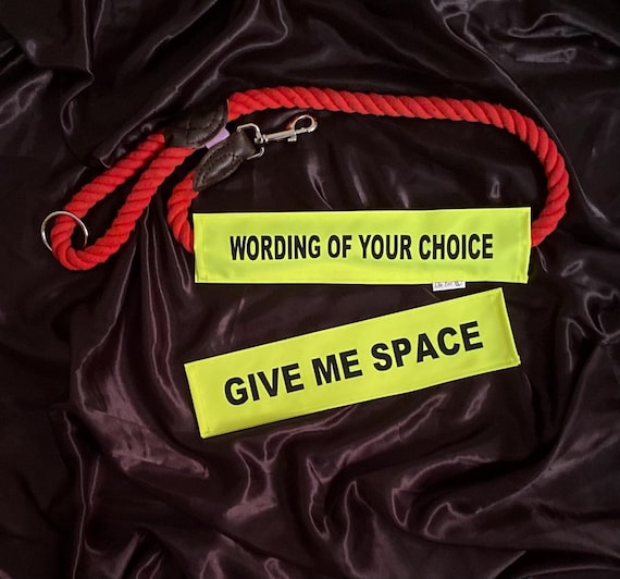 Personalised Hi Vis Dog Lead Sleeve with Black Print,Dog Warning,Dog Safety,Training,Increase Night/Day time visibility,  stay safe