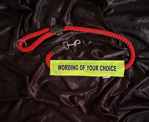 Personalised Hi Vis Dog Lead Sleeves with Black Print -  Warning for Dog Safety,Training,Increase Night / Day visibiliy, Stay safe