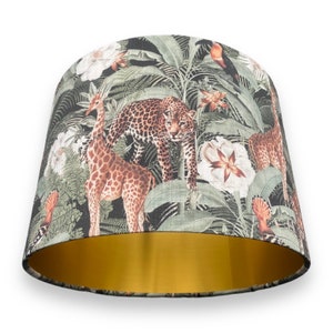 Safari linen lampshade, Animal table lamp, Jungle pendant shade, Safari nursery decor, Drum shade