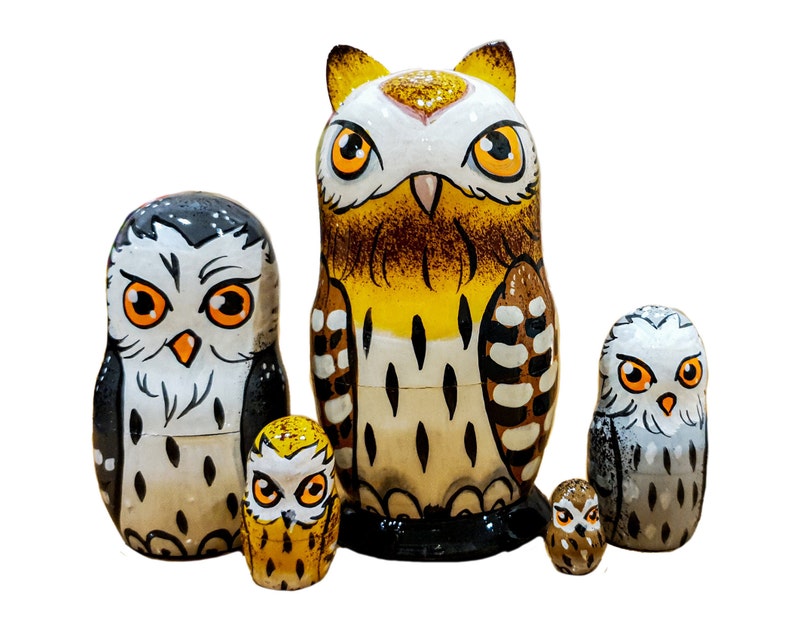 Owls Handmade Nesting Dolls Russian Matryoshka Etsy