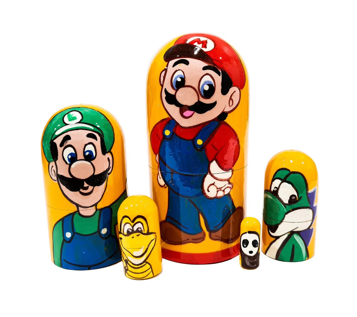 Mario niding Dolls Hand Made 5pcs Mario nesting Dolls Hand Etsy