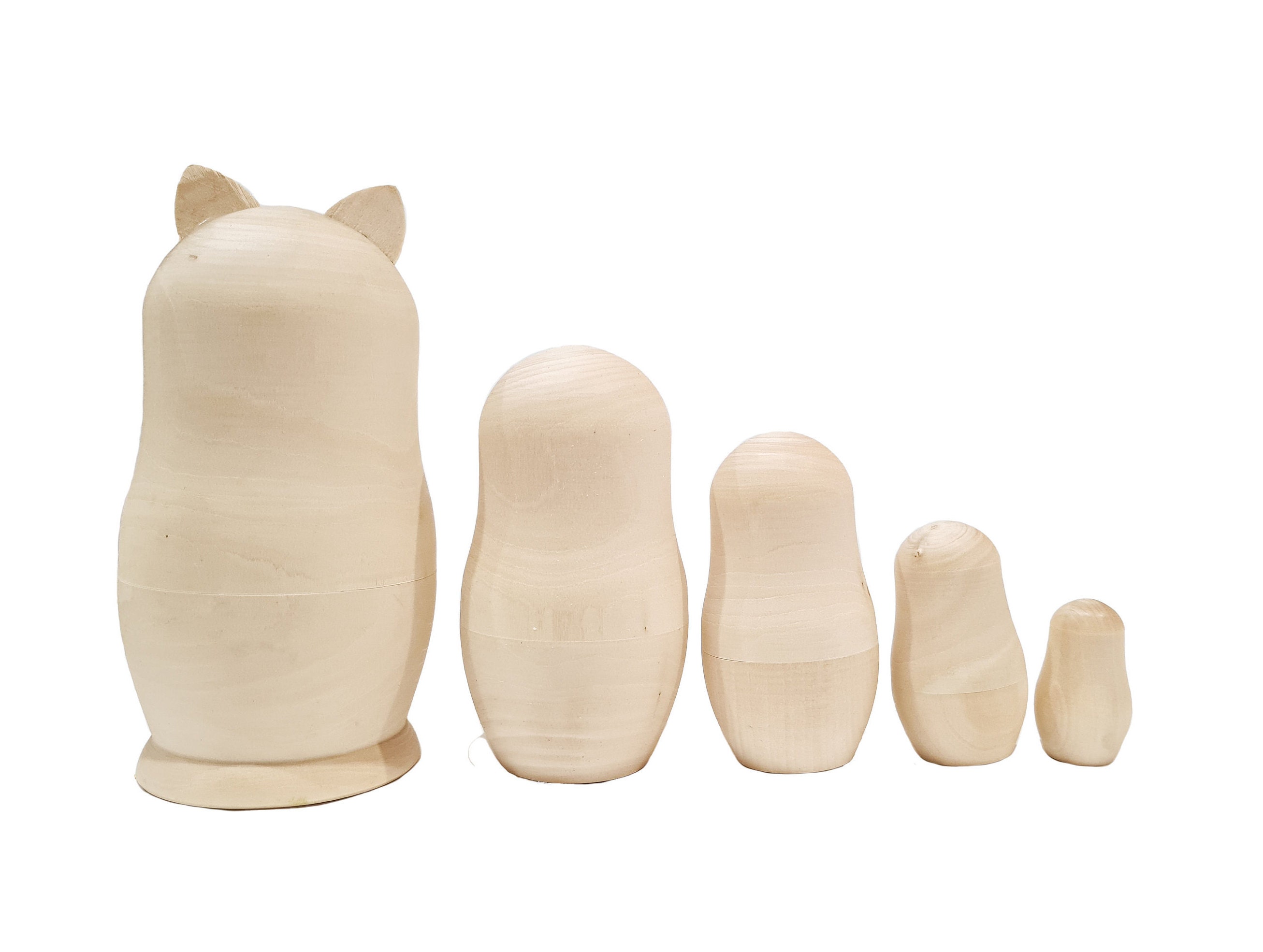 Wooden Nesting Dolls Set of 5 Blank Unpainted Etsy