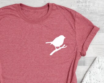 Cute Bird Shirt, Bird On a Branch, Bird Lover Tee, Bird Lover Shirt, Bird Silhouette Tee, Bird T Shirt, Gift for Mom, Mother Day Gift