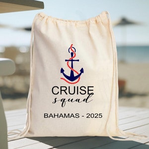 Personalized Cruise Backpack, Custom Cruise Drawstring Backpack, Cruise Squad Bag, Cruise Vacation Drawstring Bag,  Cruise Family Backpack