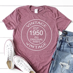 Birthday Shirt, Vintage 1950 Shirt, 1950 Birthday Gift, Retro Shirt, 1950 Birthday Party T-Shirt, 1950 Vintage T-shirt, Custom Date