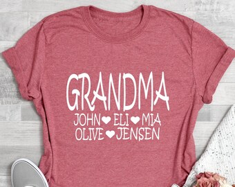 Grandma Shirt With Grandkids Names , Grandma Tee , Nana Shirt , Gift For Grandma , Personalized Grandma Shirt , Grandma Gift Idea
