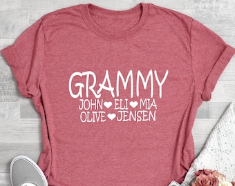 Personalized Grammy T-shirt With Grandkids Names , Grammy Shirt , Gift For Grammy , Mother's Day Gift Idea , Grammy T-shirt