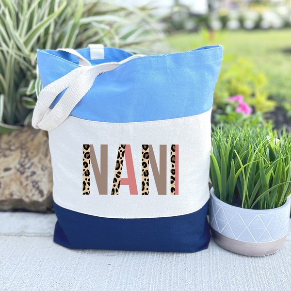 Colorful Nani Tote Bag, Leopard Nani Tote Bag, Gift For Nana, Mothers Day Gifts, To Be Nana Gifts, Gift For Grandma, Grandma Birthday Gifts