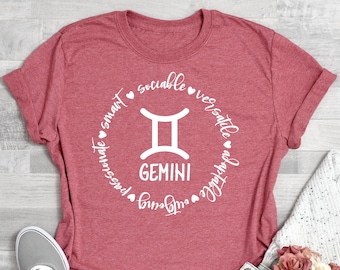 Gemini T-shirt, Zodiac Shirt, Astrology Shirt, Gift for Gemini, Gemini Birthday Present, Zodiac Signs, Horoscopes Tee, Gemini Tee