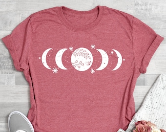 Moon Phases Tee, Moon Phases Shirt, Cute Moon Shirt, Moon Phases TShirt, Moon Shirts, Moon T Shirts, Unisex T-Shirt and V-Neck Shirts
