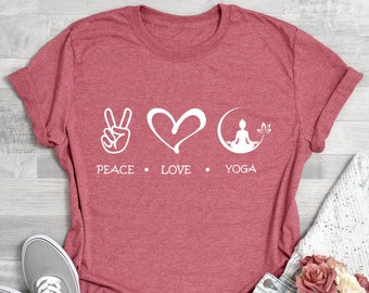 Love Peace Yoga Shirt, Yoga Shirt, Yoga Gift, Namaste Shirt, Gift for Yogi, Yoga Lover Shirt, Meditation Shirt, Yoga Tee, Women Yoga Shirt