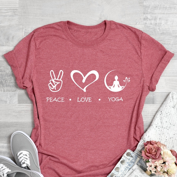 Love Peace Yoga Shirt, Yoga Shirt, Yoga Gift, Namaste Shirt, Gift for Yogi, Yoga Lover Shirt, Meditation Shirt, Yoga Tee, Women Yoga Shirt