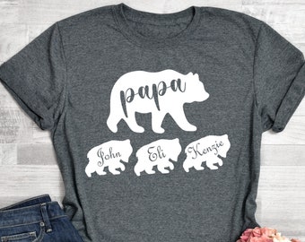 Papa Bear Shirt with Kids Names, Papa Shirt with Kid's Names, Gift for Papa , Dad Birthday Gift, Dad Gift, Father's Day Gift, Papa Bear