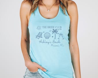 Personalized Bride Club Tank Top, Custom Beach Bachelorette Tank Top, Bachelorette Party Outfit, Personalized Coastal Bach Club Tank Top