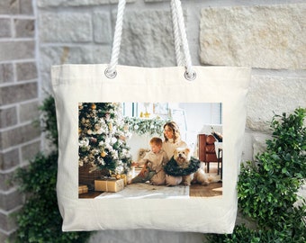 Custom Photo Bag, Custom Family Photo Tote Bag, Gift For Mom, Photo Gifts, Large Tote Bag, Personalized Gift for Nana, Large Tote Bag