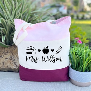 Personalized Teacher Tote Bag, Teacher Gift, Custom Name Teacher Tote Bag, Teacher Appreciation Gift, Back to School Gift, Gift for Teacher