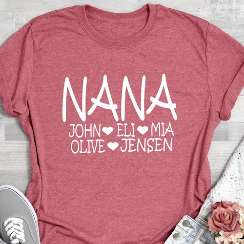 Personalized Nana Tshirt With Grandkids Names Nana Shirt Etsy