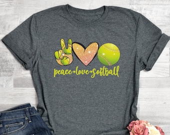 Peace Love Softball Shirt, Show Peace Tee, Softball Lover Gift, Softball T-Shirt, Gift for Women, Softball Mom T-Shirt, Motivational Gift