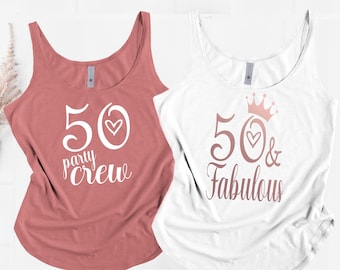 Regalo para mujer en su 50 cumpleaños, Camiseta "50 y fabulosa", Regalo para el 50 cumpleaños, Camiseta de tirantes para mujer en su 50 cumpleaños, Camiseta de 50 cumpleaños