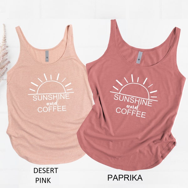 Sunshine and Coffee Tank Shirt, Summer Shirts, Beach Shirt, Beach Tank Tops, Summer Tank Shirts, Sunshine Tank Shirt, Sun Tank Shirt