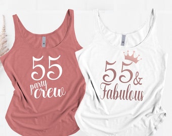 55th Birthday Gift for Women, 55 and Fabulous Shirt , 55th Birthday Gift, 55th Birthday Shirt for Women, 55th Birthday Tank Top, 55th Shirt