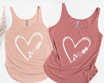 Camiseta de verano - Camisetas sin mangas de verano - Camisa sin mangas de verano - Palmera Piña y Camiseta Sol - Camisa de viaje de verano